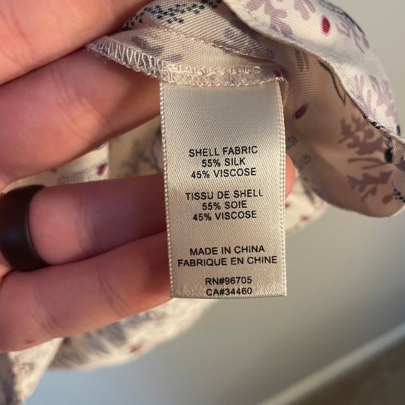 Rebecca Taylor SZ 14 Silk Blend Floral Asymmetric Ruffled Shoulder Blouse - Picture 9 of 13